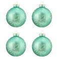 thumbnail image 1 of Northlight 4ct Matte Flower Glass Ball Christmas Ornament Set 2.5" - Teal Green/White, 1 of 1
