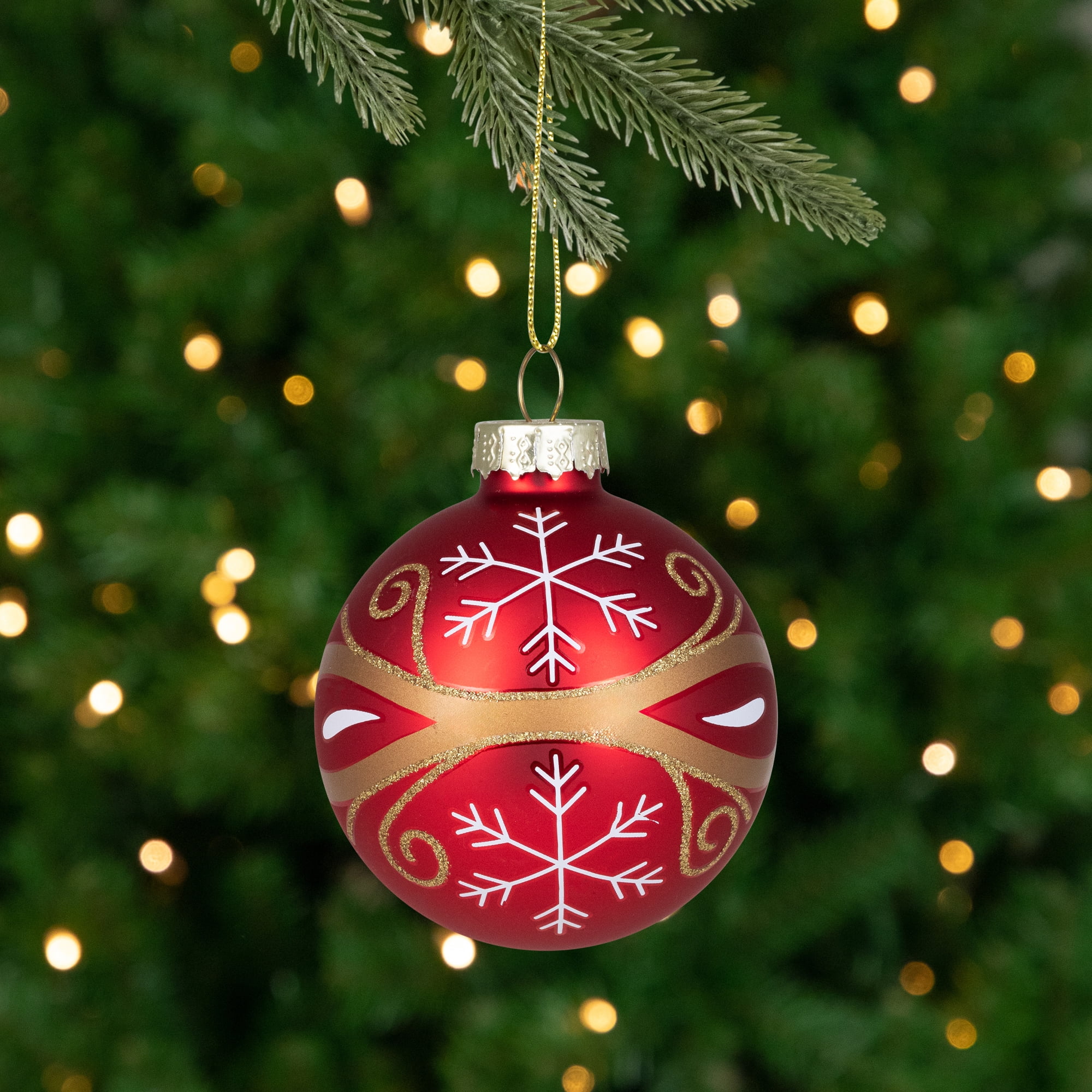 Northlight Glittered Snowflakes Christmas Glass Ball Ornaments - 2.5\, image size:2000x2000