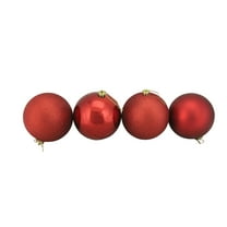 Northlight 4ct Shatterproof 4-Finish Christmas Ball Ornament Set 6" - Red