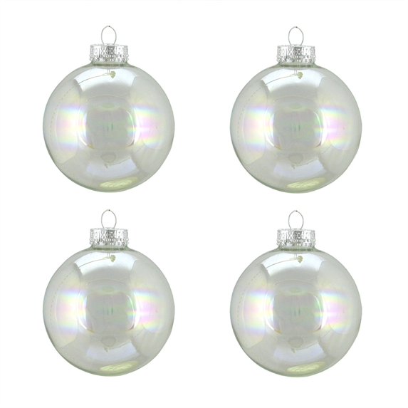 Northlight 4ct Shiny Iridescent Glass Ball Christmas Ornament Set 2.5" - Clear