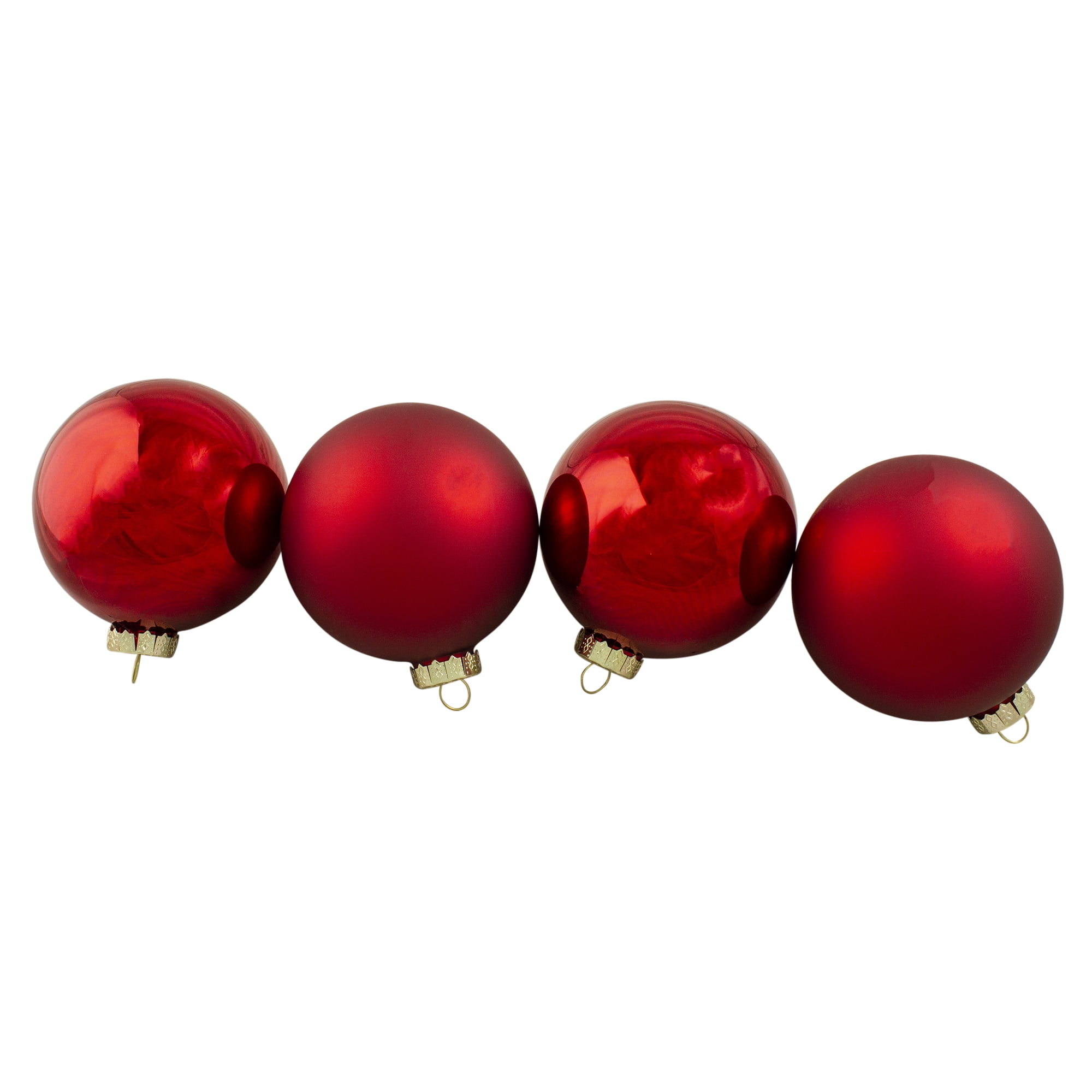 Red and Gold Matte Glass Christmas Ball Ornament Set