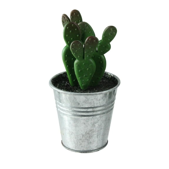 Northlight 5.25" Adorable Tropical Green and Red Mini Artificial Plant Cactus in Tin Pot