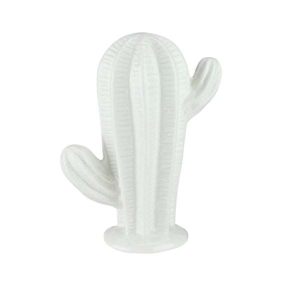 5.5" Ivory White Tabletop Ceramic Cactus Statue