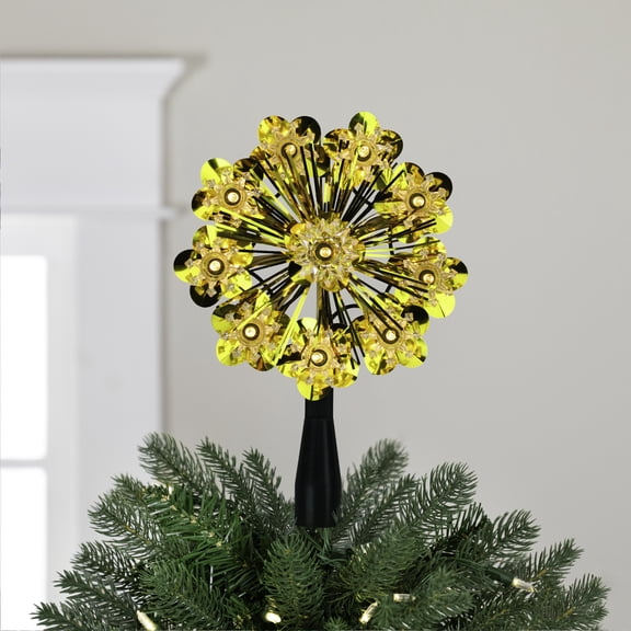 Northlight 5.5" Gold Snowflake Starburst Christmas Tree Topper - Clear Lights