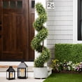 thumbnail image 1 of Northlight 5.5' Unlit Artificial Potted Two-Tone Boxwood Spiral Topiary Tree, 1 of 7