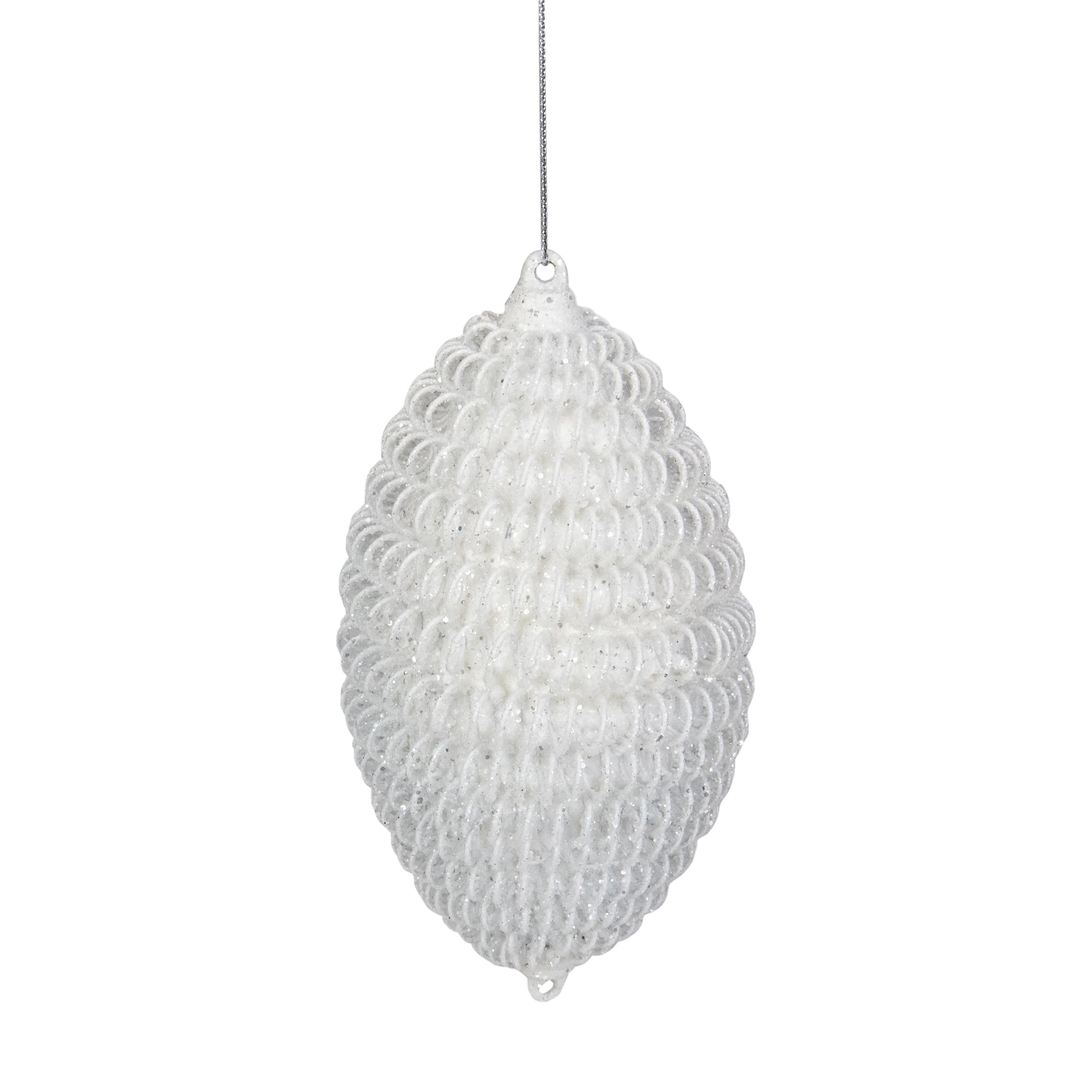 Northlight 5.5" White Glitter Spiral Coiled Wire Finial Christmas Ornament