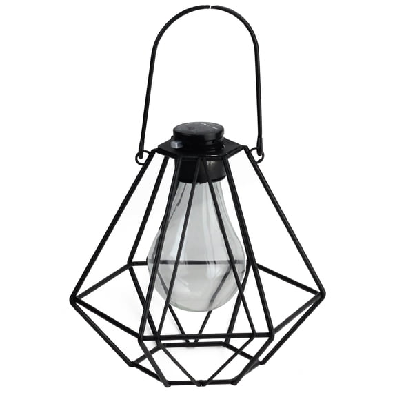 Northlight 5.75" Black Diamond-Shaped Solar Powered LED Outdoor Patio Lantern