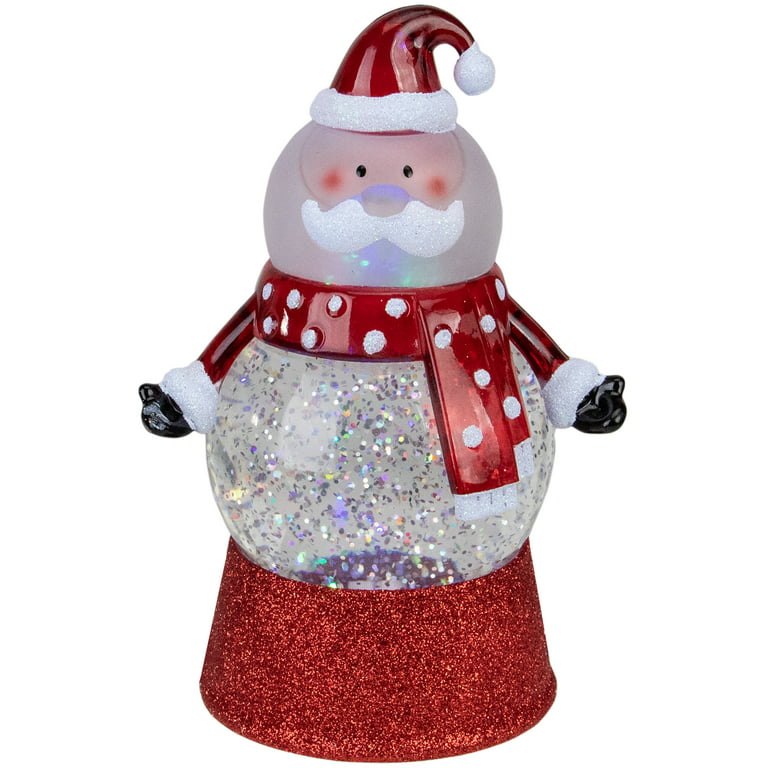 Northlight Set of 2 LED Lighted Santa and Snowman Color Changing Christmas Snow Globes 6.25 inch, Adult Unisex, Size: 2.5, Red