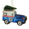 thumbnail image 1 of Northlight Delivery "USPS Mail" Truck with Tree Glass Christmas Ornament - 5" - Blue and White, 1 of 4
