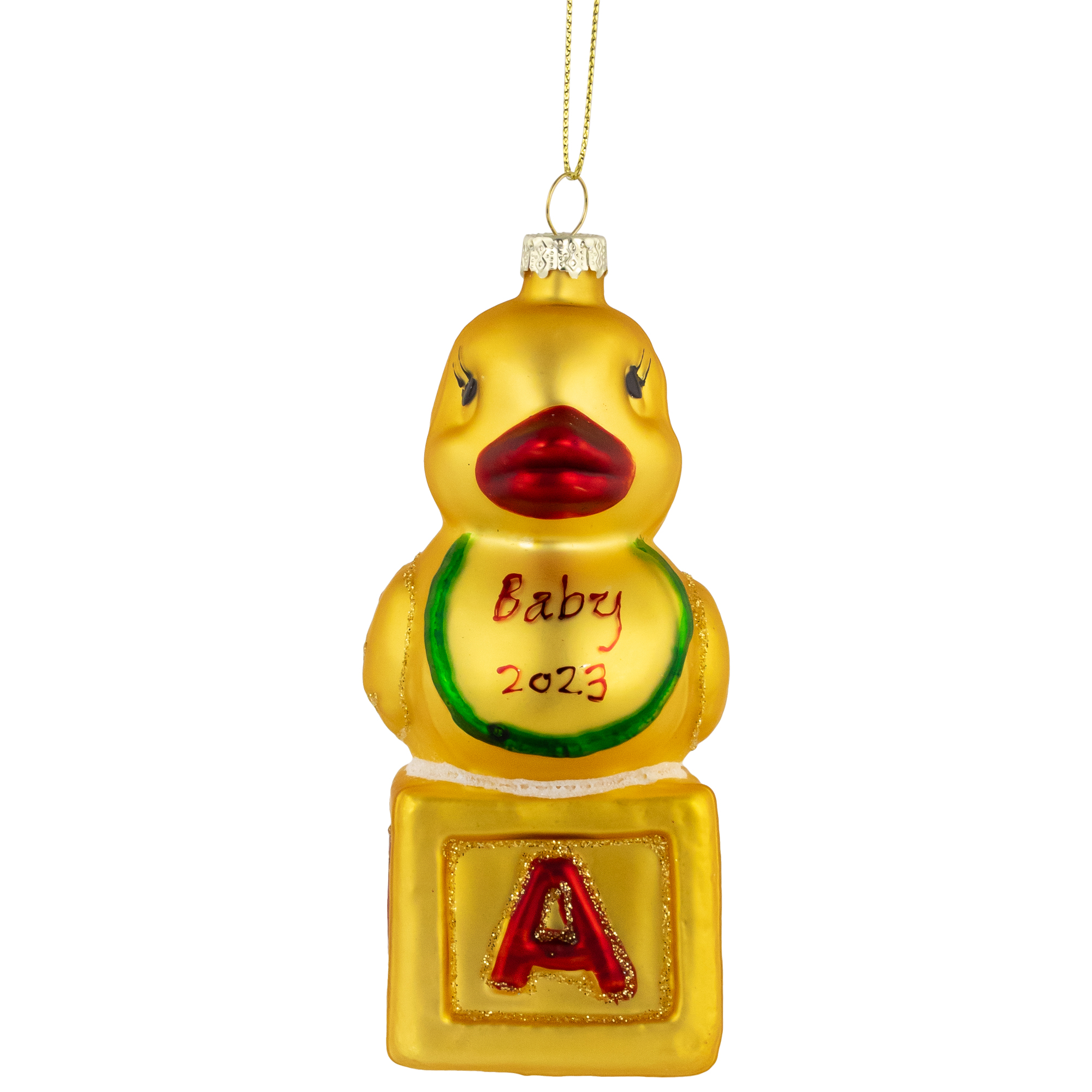 Northlight Ducky New Baby 2023 Glass Christmas Ornament - 5"