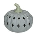 thumbnail image 1 of 5" Gray and Green Lighted Fall Harvest Ceramic Pumpkin, 1 of 3