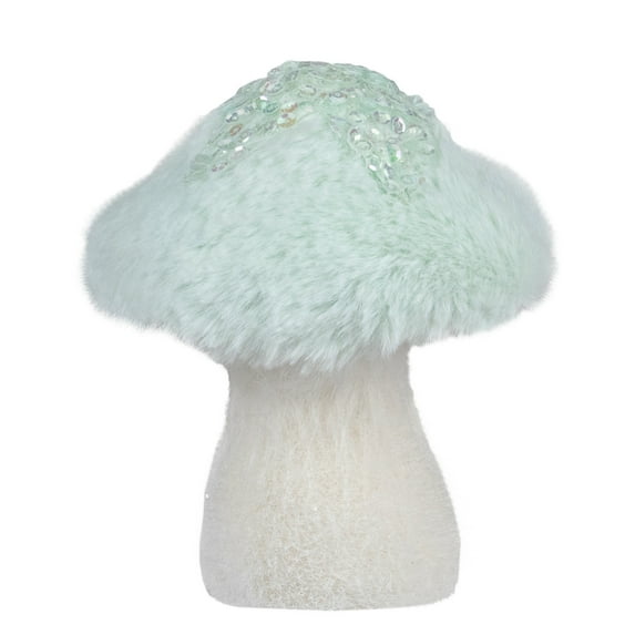 5-Inch Light Green Tabletop Christmas Mushroom with Sequins