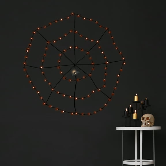 Northlight Lighted Web and Spider Halloween Decoration - 5' - Orange Lights