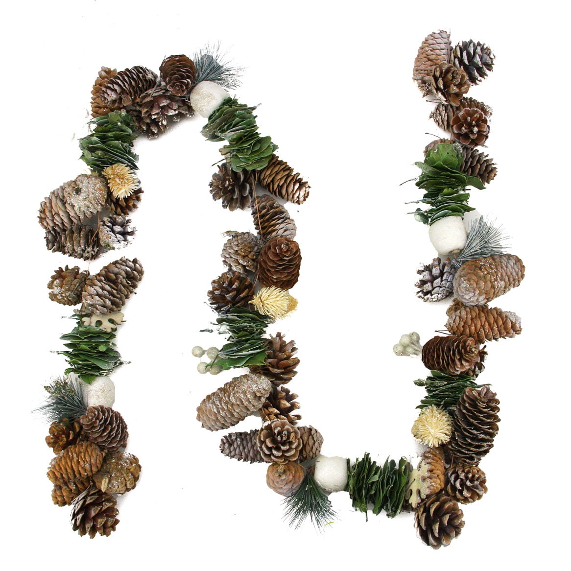 26 Inch Rustic Pinecone Christmas Wreath - Artificial, Unlit, With Brown Sleigh Bells, Indoor/Outdoor