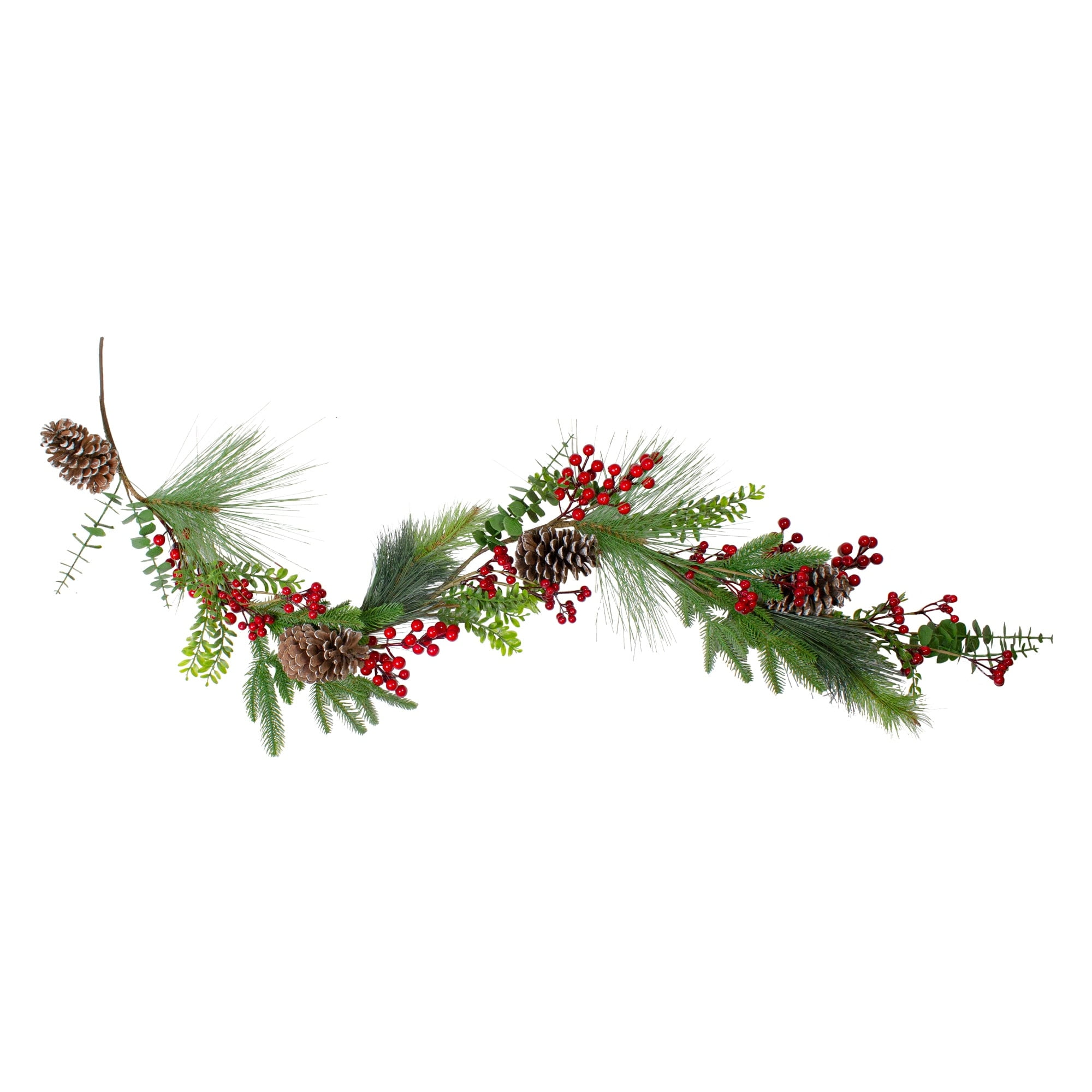Festive 5' Green and Red Artificial Pine Cone Christmas Garland