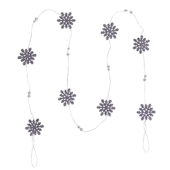 Northlight 5' x 2" Indigo Blue Snowflake Christmas Garland with Silver Beads Unlit