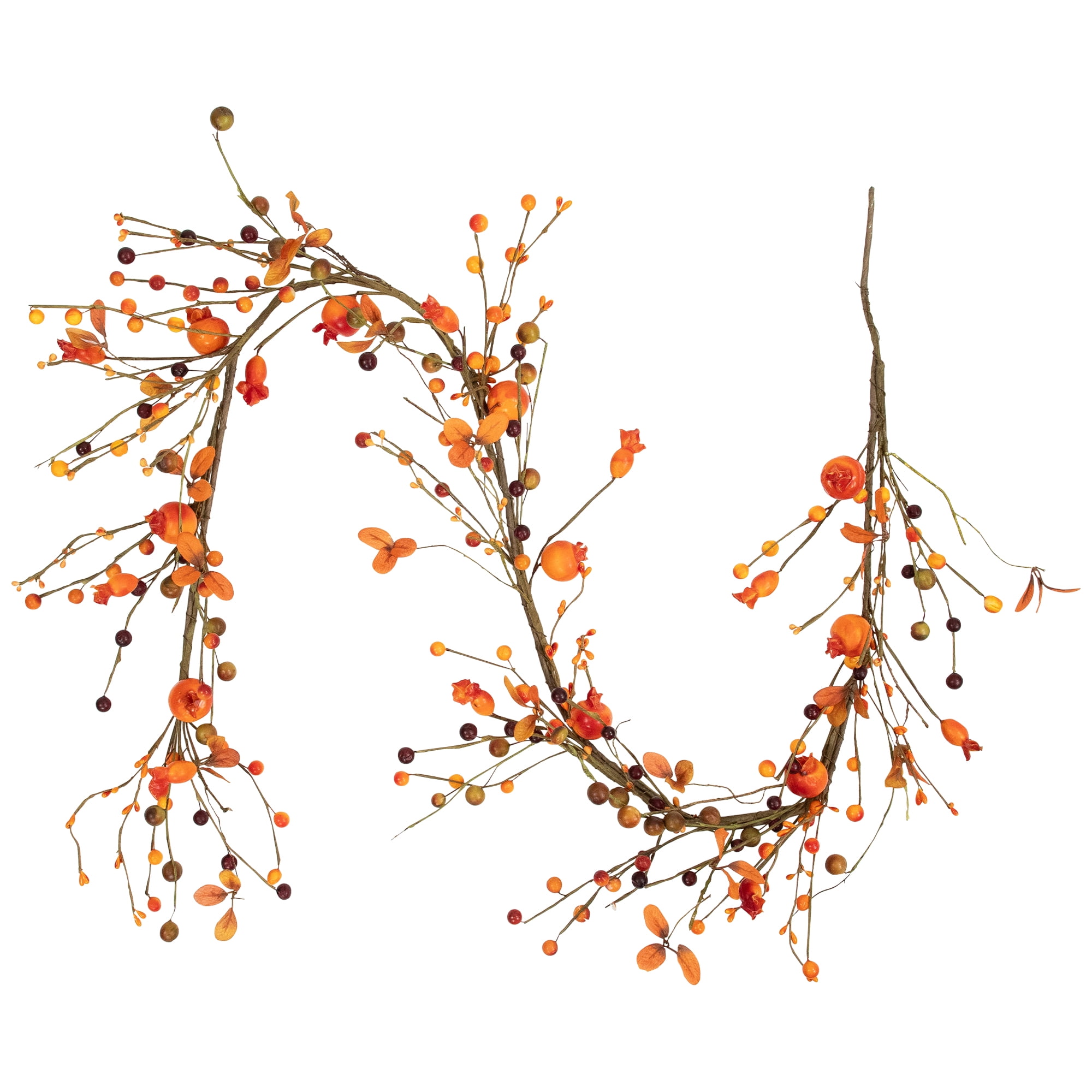 Northlight 5' x 6" Fall Harvest Berries and Leaves Twig Artificial ...