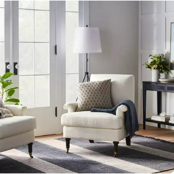 Northlight 5' x 7' Hand Woven Blue and Beige Striped Jute Area Throw Rug