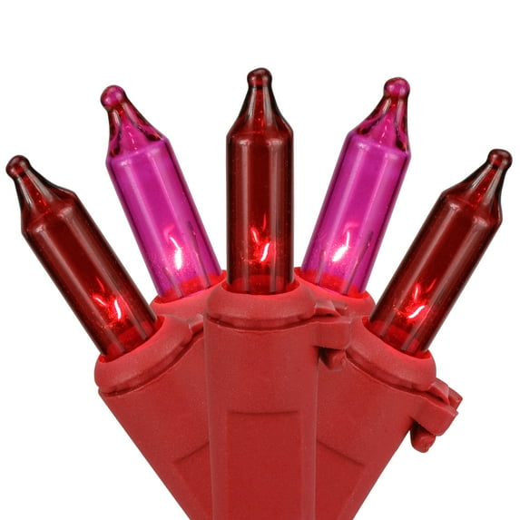 Northlight Mini Christmas Light Set - Red and Pink - 10' Red Wire - 50ct