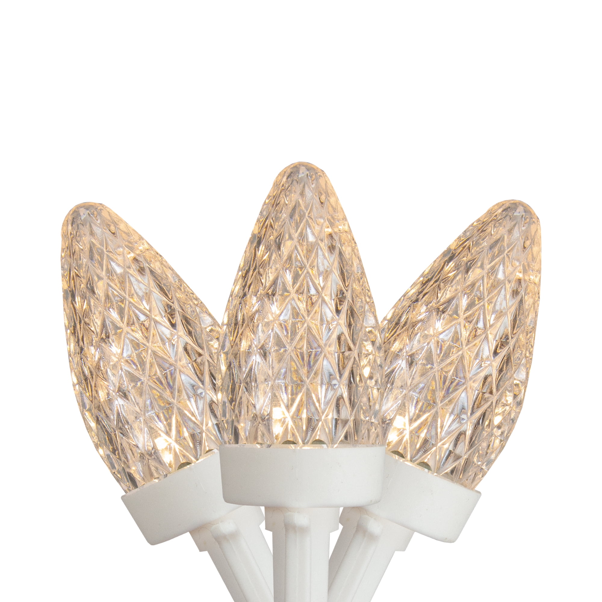 Northlight 50 Count Warm White LED C7 Faceted Christmas Lights, 20.25