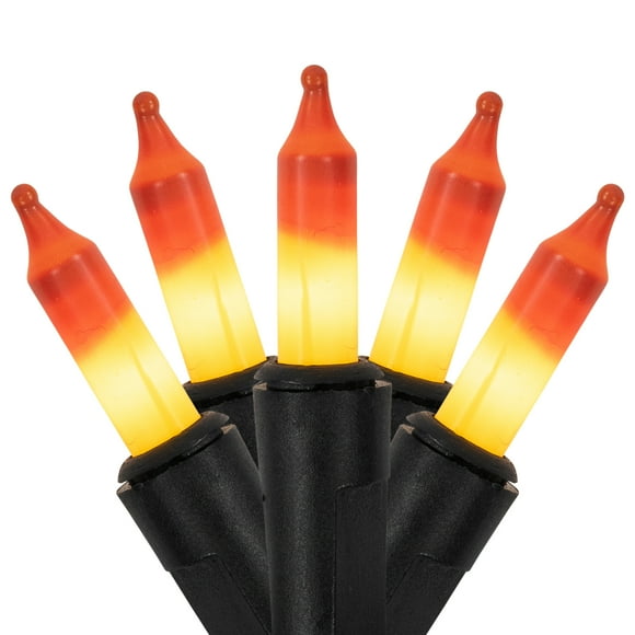 Northlight Candy Corn Mini Halloween Light Set - Yellow and Orange - 9.5' Black Wire - 50ct