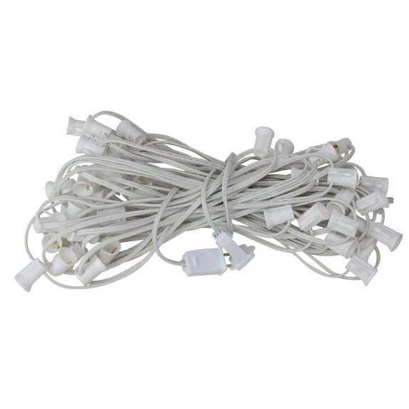 Northlight Commercial Grade C7 Christmas Light Socket Set - 50' White Wire - 18 Gauge