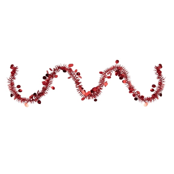 Northlight Tinsel and Polka Dot Commercial Christmas Garland - 50' x 1.5" - Red - Unlit