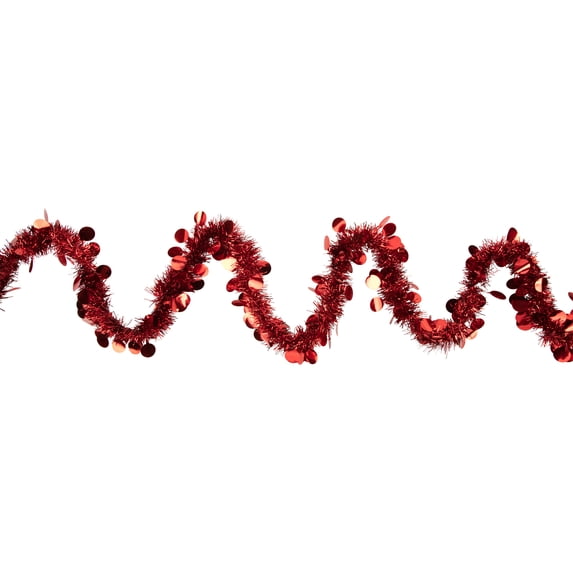 Northlight 50' x 2.5" Unlit Shiny Red Tinsel with Polka Dots Christmas Garland