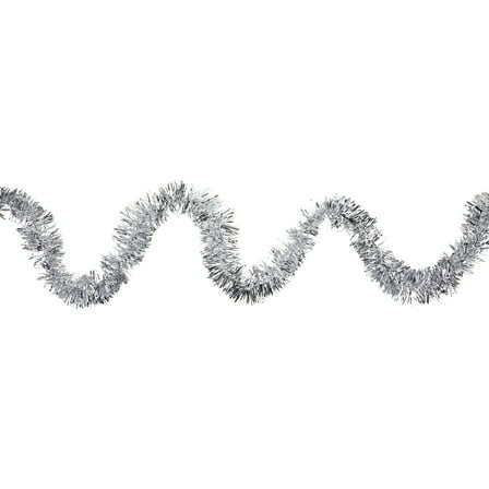 Northlight 50' x 2.5" Unlit Shiny Silver 8-Ply Foil Tinsel Christmas Garland
