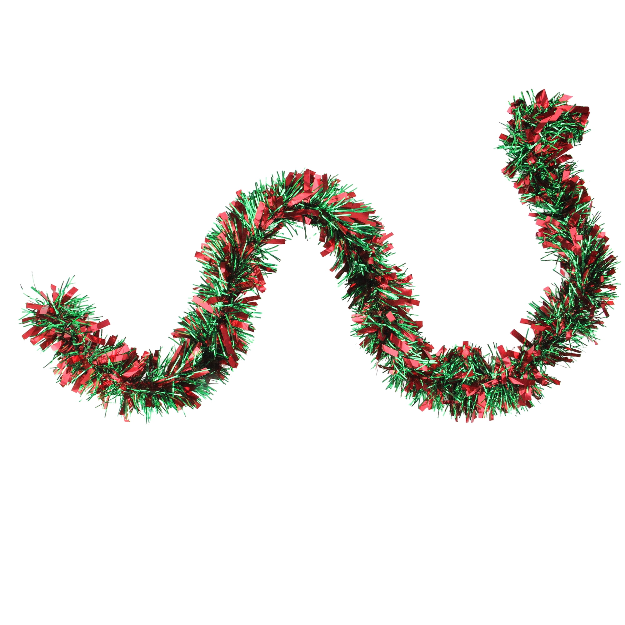 50 ft Red and Green Wide Cut Tinsel Christmas Garland