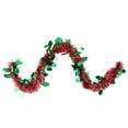 thumbnail image 1 of Northlight 50' x 4.5" Unlit Shiny Red Tinsel with Green Holly Christmas Garland, 1 of 3