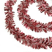 Northlight 50' x 4" Unlit Red Snowblush Wide Cut Christmas Tinsel Garland