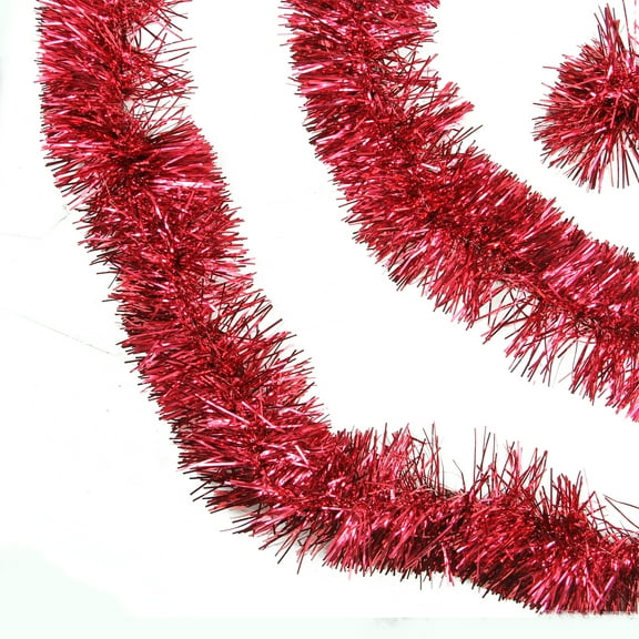 Northlight 50' x 4" Unlit Shiny Red 6-Ply Foil Tinsel Christmas Garland
