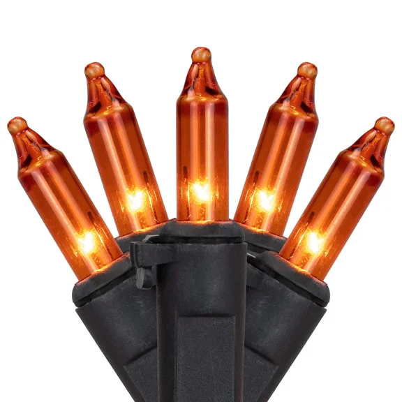 Northlight 50Ct Orange Mini Outdoor Christmas String Lights 11.25Ft Black Wire