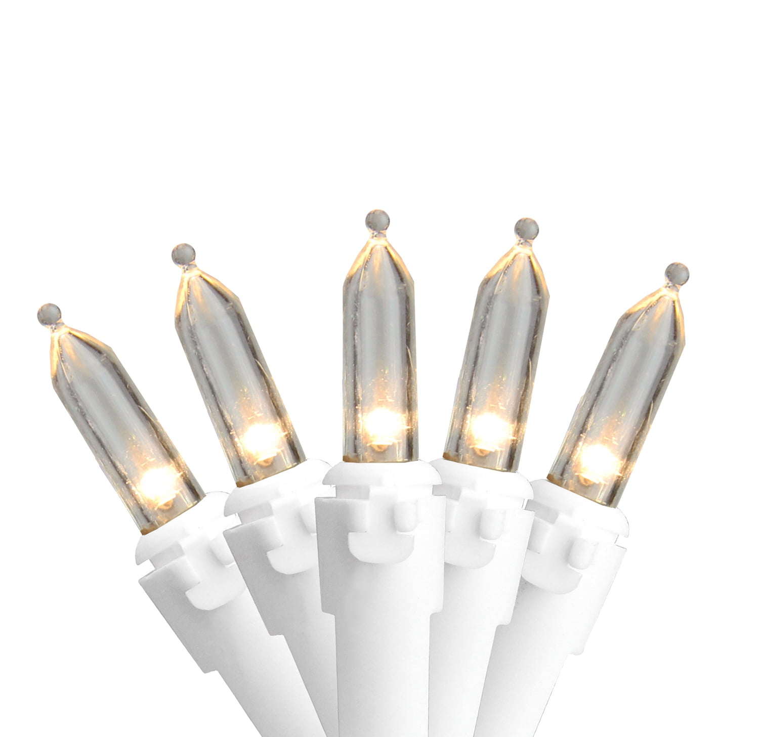 Warm White LED Mini Christmas Lights with White Wire, 16.25 ft