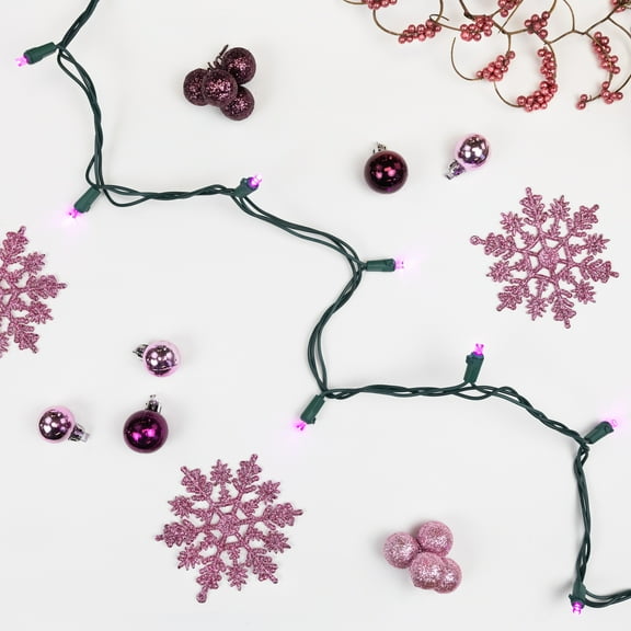 Northlight LED Wide Angle Christmas Lights - Pink - 16.25' Green Wire - 50ct