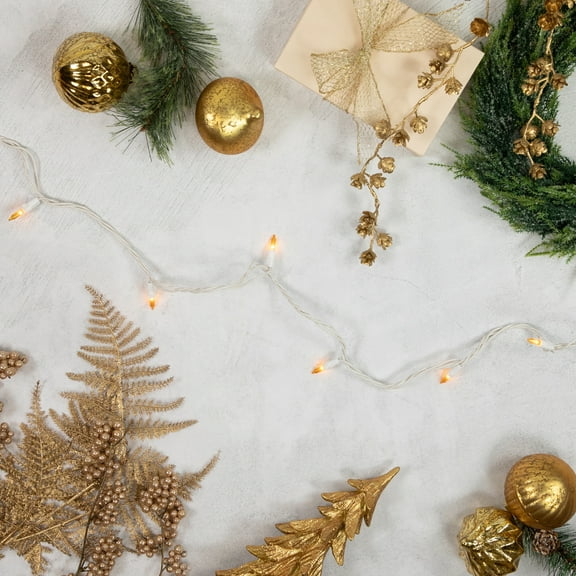 Northlight Mini Incandescent Christmas Lights - Opaque Gold - 24.5' White Wire - 50ct