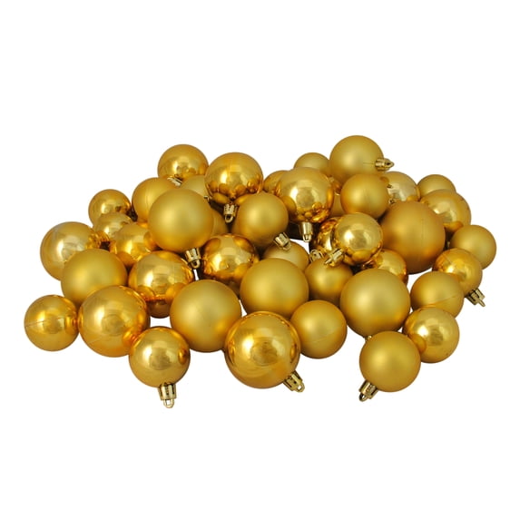 Northlight 50ct Shatterproof Shiny and Matte Christmas Ball Ornament Set 2" - Gold