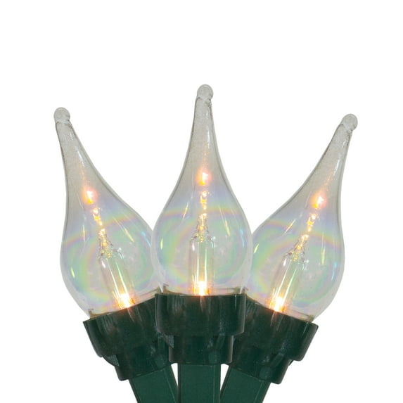 Northlight Twinkle Flame Tip C5 Mini Christmas Lights - White - 14' Green Wire - 50ct