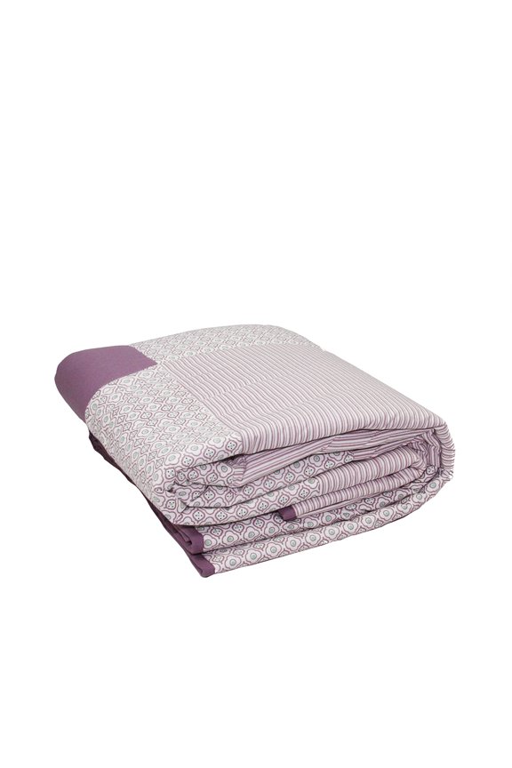 Northlight 55.5" x 78.75" Striped and Quatrefoil Quilted Throw Blanket - Purple/White