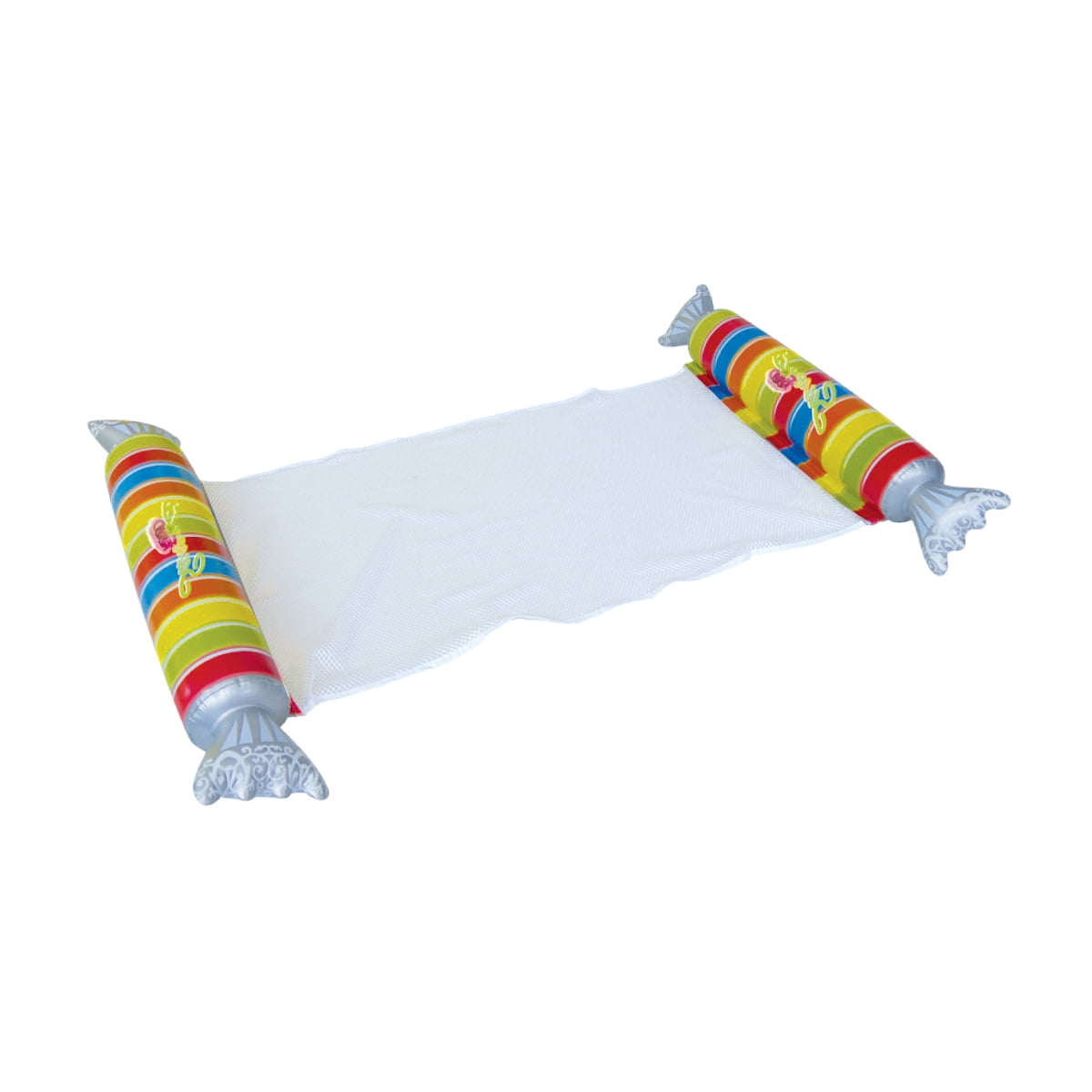 Northlight 57" Inflatable Striped Candy Mesh Swimming Pool Water Hammock