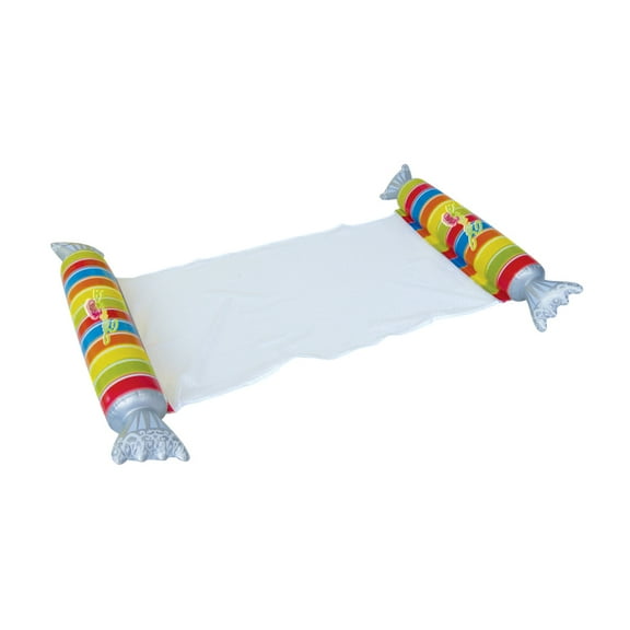 Northlight 57" Inflatable Striped Candy Mesh Swimming Pool Water Hammock