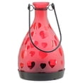 thumbnail image 1 of Northlight 6.25" Frosted Hearts Glass Bottle Tea Light Candle Lantern - Red/Black, 1 of 4