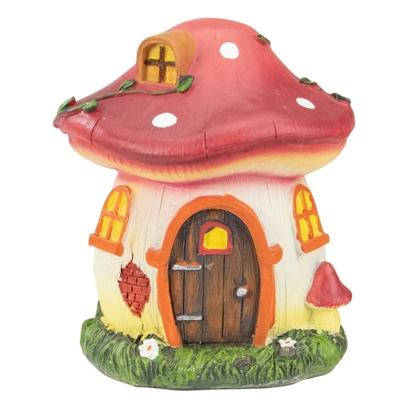 Northlight 6.25" Red Mushroom House Outdoor Garden Statue