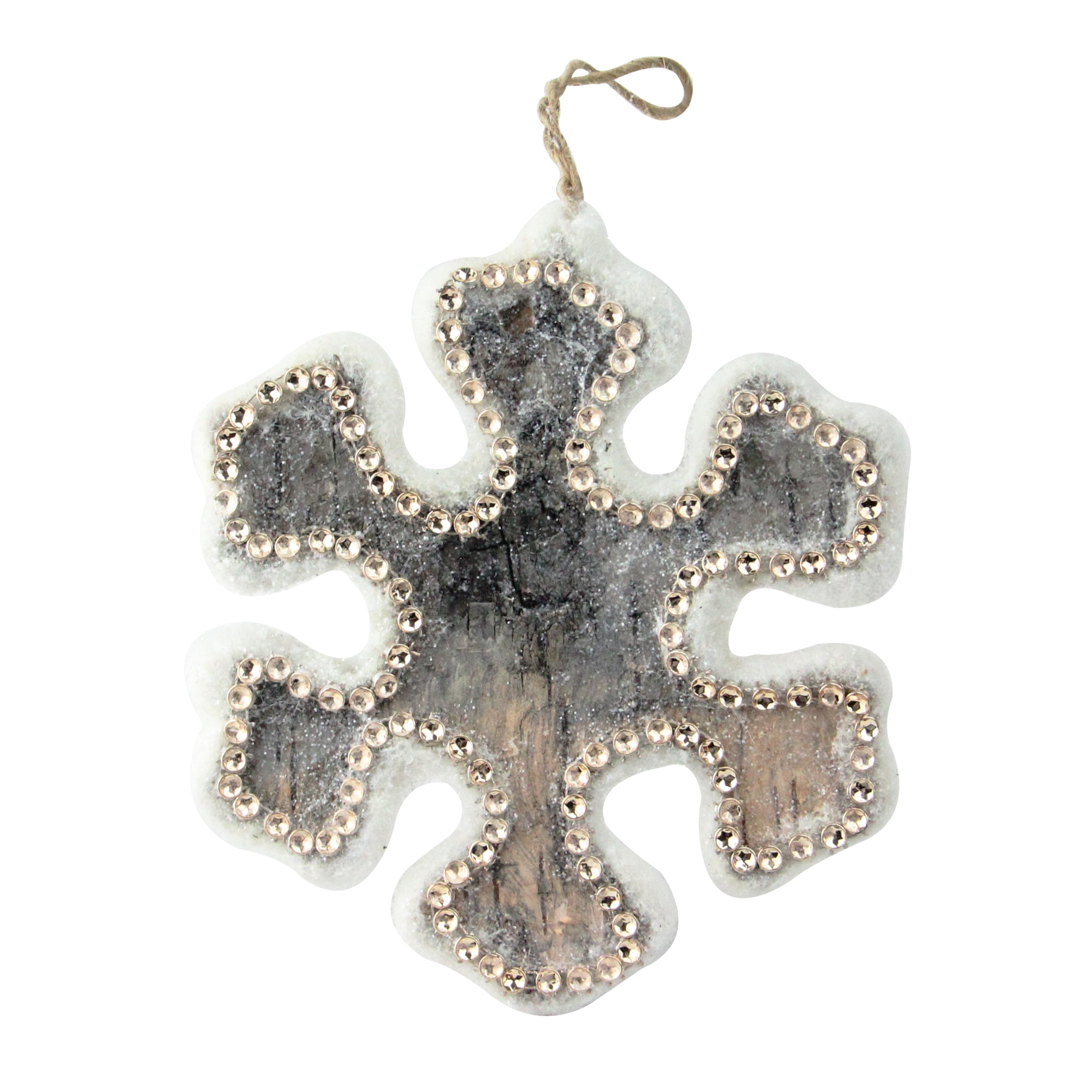6.25" Brown and White Glittered Shatterproof Plastic Snowflake Ornament