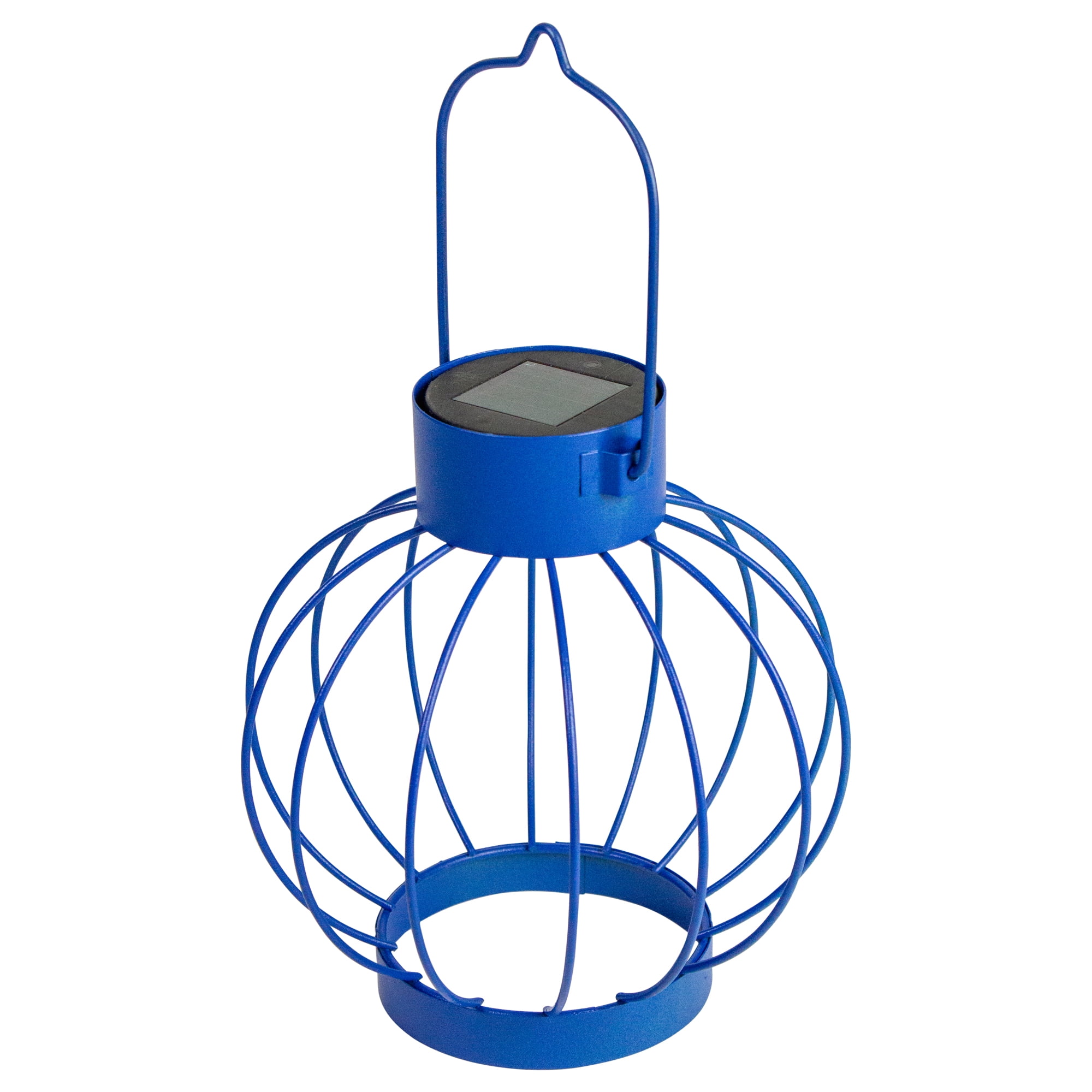 Northlight 6.5" Blue Outdoor Hanging LED Solar Lantern with Handle