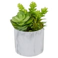 thumbnail image 1 of 6.5" Green Artificial Succulent Arrangement in Faux Marble Pot, 1 of 5