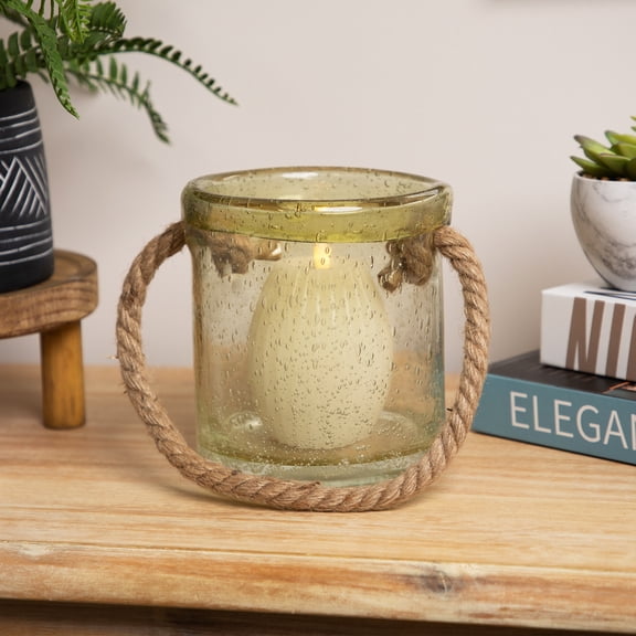 Northlight Bubble Glass Hurricane Candle Holder - 6.5" - Lemonade Yellow