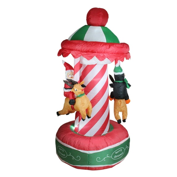 Northlight 6.5' Inflatable Animated Christmas Carousel Lighted Yard Art Decor