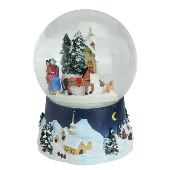 Northlight 6.5" Musical and Animated Christmas Villiage Winter Scene Rotating Water Globe Dome